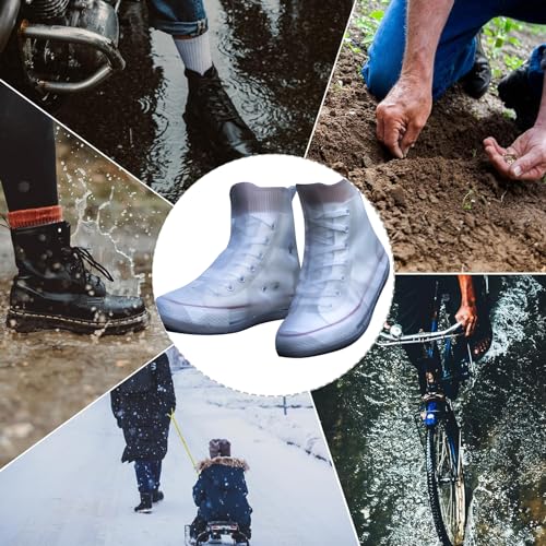 Adorila Silicone Waterproof Shoe Covers, Anti-Slip Anti-Friction and Portable Waterproof Shoe Covers for Outdoor Home Trav...