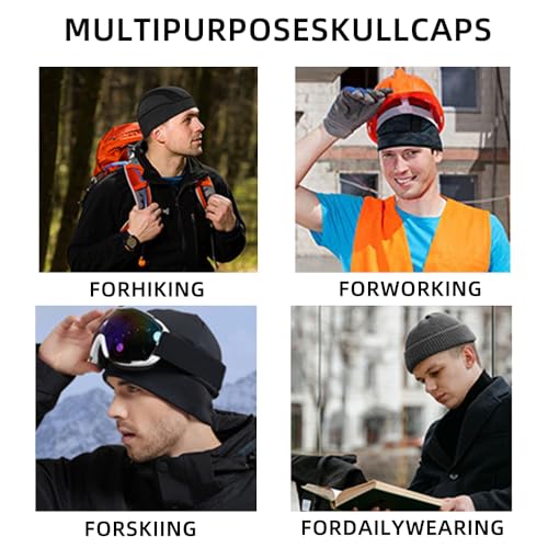 Breathable Cotton Skull Caps for Men & Women - Lightweight Beanie Sleep Hat, Helmet Liner for Sports, Outdoor, Cold Weather