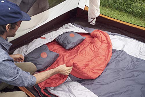 OmniCore Designs Multi Down Double Wide Hooded Rectangular Sleeping Bag (10F Red / 30F Yellow) with 4pt. Compression Stuff...