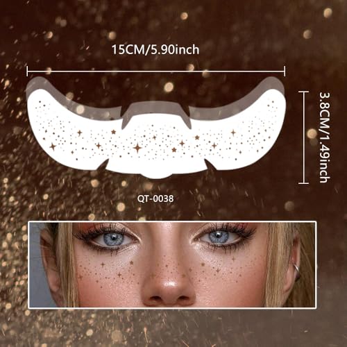 XZMeiLun 8Ps Face Glitter Speckles Patches, Brown Glitter Freckles Face Tattoo, Glow Up Makeup Patches, Cute Glitter Makeu...