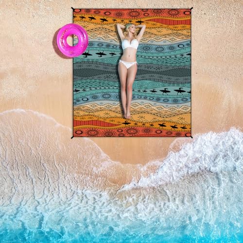 TNLG Beach Blanket Waterproof Sandproof Beach Mat, Extra Large 86.6‘’×70.8‘’, Portable Foldable, Quick Drying Outdoor Picn...