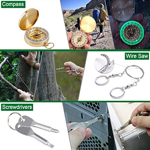 Angieast Survival Kit 35 in 1, First Aid Kit, Survival Gear, Survival Tool Gifts for Men Boyfriend Him Husband Christmas C...
