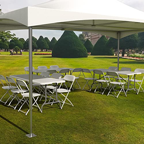 VINGLI 6 FT Plastic Folding Table Set with 6 White Folding Chairs for Picnic, Event, Training, Outdoor Activities, at Home...