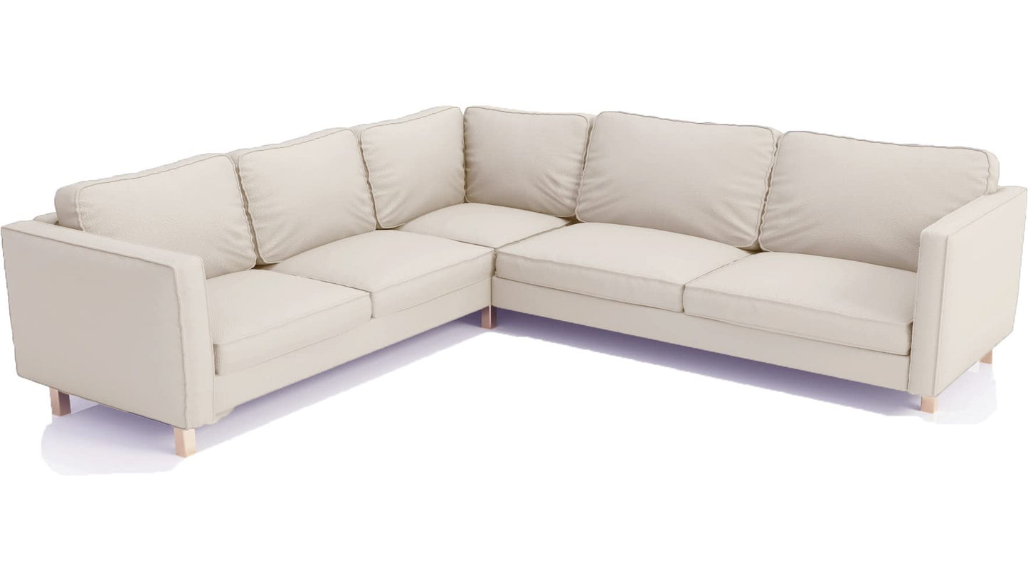 Polyester Karlstad Corner Sofa Cover (2+3/3+2) Replacement, is Custom Made for IKEA Karlstad Sectional Slipcover Replacement (Beige Polyester)