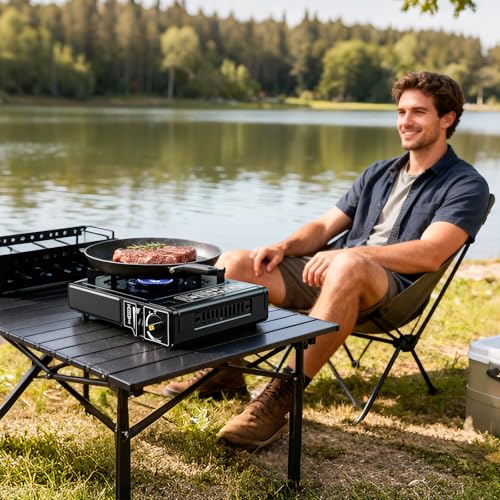 7800 BTU Dual Fuel Camp Stove, Butane or Propane Portable Stove for Camping, Lightweight Portable Camping Stove, Propane A...