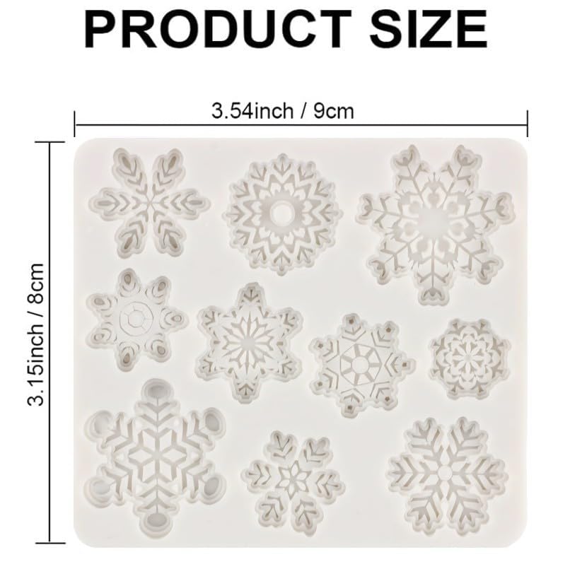 Snowflake Silicone Fondant Mold Baking Molds for Christmas Chocolate Dessert Candy Cake Decoration 2pcs