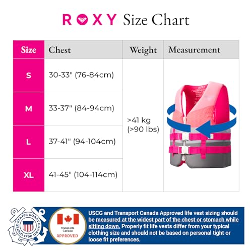 ROXY Women's Life Vest, USCG Approved Type III PFD, Light-Weight EPE Foam Life Jacket with Quick-Release Buckles and Drain...