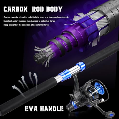 Sougayilang Catfish Fishing Rod Combo IM8 Carbon 2 Piece, MH Power Portable Travel Spinning Rod with 4000 Size Spinning Re...