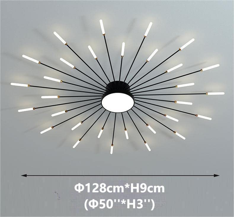 LightInTheBox Modern LED Ceiling Light Sputnik Linear Flush Mount Ceiling Lamp Gold Firework Flower Ceiling Light Fixture for Living Room Dining Room (Gold, 30-Heads, Natural Light)