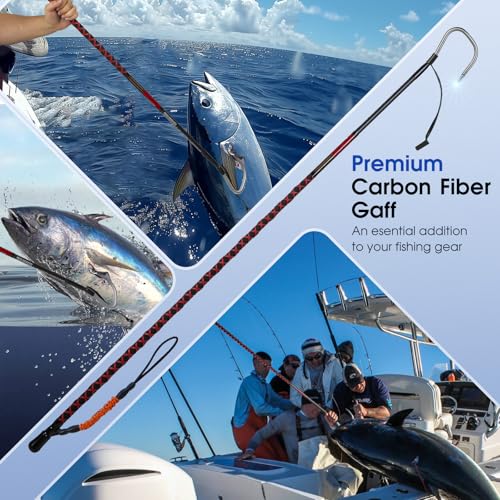 FISHAPPY Fishing Gaff Saltwater Fish Gaff with S316 Stainless Steel Fishing Hook Carbon Fiber Fishing Gaff