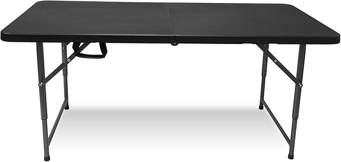 Plainsity 4ft Table, Adjustable Height Table with Foldable, Easy to Carry, for Family Gatherings, Outdoor Gatherings, Indoor