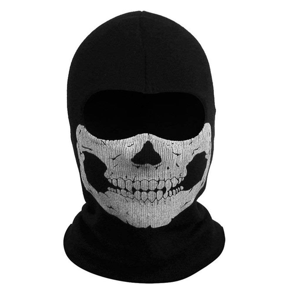 Aikuer Black Balaclava Ghosts Skull Full Face Mask, Windproof Ski Motorcycle Face Masks Tactical Balaclava Hood for Men Women Youth Halloween Cosplay Outdoor Sport Cycling Skiing Hiking