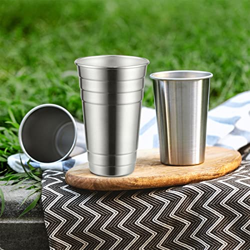 MEWAY Premium Stainless Steel Cups 24 oz Pint Cup Tumbler (16 Pack) - Premium Metal Cups - Stackable Durable Cup,Chilling ...