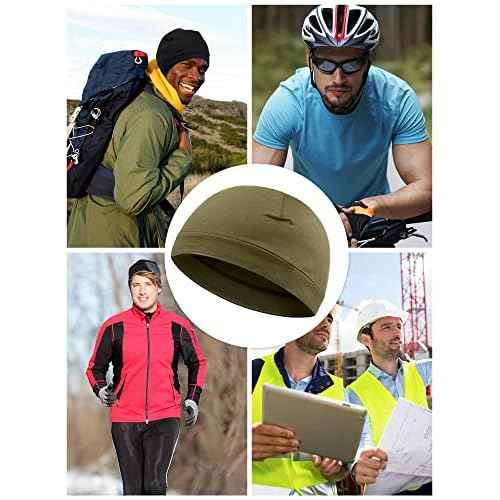 Syhood 6 Pieces Men Skull Caps Cotton Beanies Sleep Hats Multifunctional Helmet Liner Cap for Men and Women