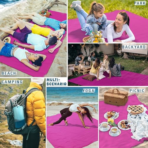 Beach Blanket 78''×110'' Suits 1-7 Adults Waterproof Sandproof Lightweight Oversized Large Picnic Mat Blanket for Beach Tr...