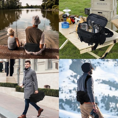 JEVCSD Fishing Waist Bag with Adjustable Belt/Shoulder Strap, Waterproof Tackle Storage Bag, Fishing Fanny Pack for Men, S...
