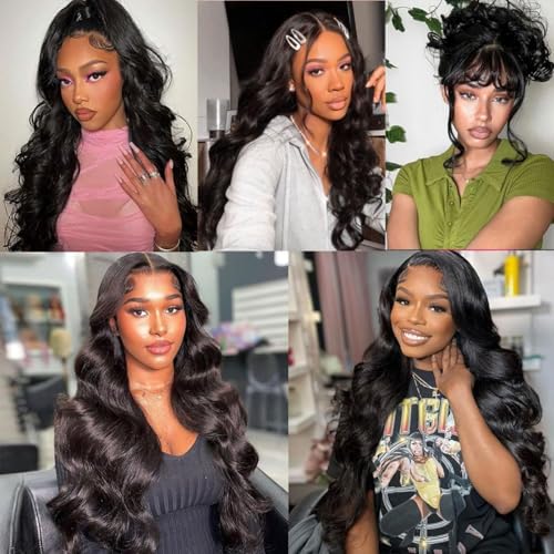 12A Human Hair Bundles 20 22 24 26 Inch Body Wave Human Hair 100% Unprocessed Brazilian Virgin Weave 4 Bundles Real Natural Black Wavy Human Hair Extensions for Women