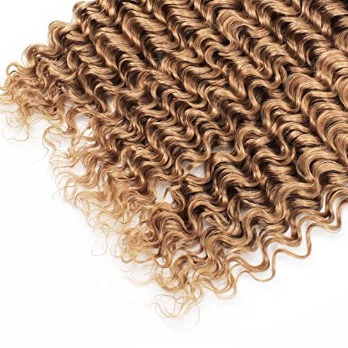 1B/27 Honey Blonde Bundles Ombre Deep Wave Bundles Human Hair Brazilian Two Tone Black and Blonde 3 Bundles Ombre Blonde Deep Wave Bundles Hair Weave for Black Women (20 22 24 Inch)
