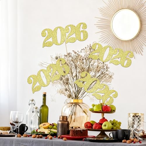 2026 Centerpiece Sticks Number 2026 New Year Table Decorations 12PCS Graduation Table Toppers Glitter Gold 2026 Table Cent...