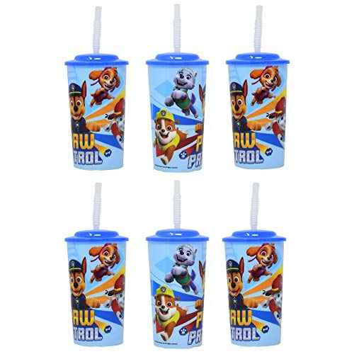 6-Pack Paw Patrol 16oz Reusable Sports Tumbler Drinking Cups with Lids & Straws