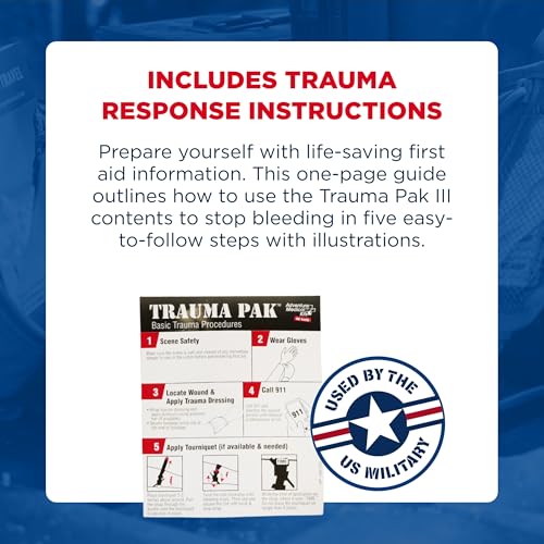 Adventure Medical Kits Trauma Pak III with QuikClot & QuikClot Gauze 3" x 2’ - Medical Kit with Gloves, Gauze, Dressing & ...