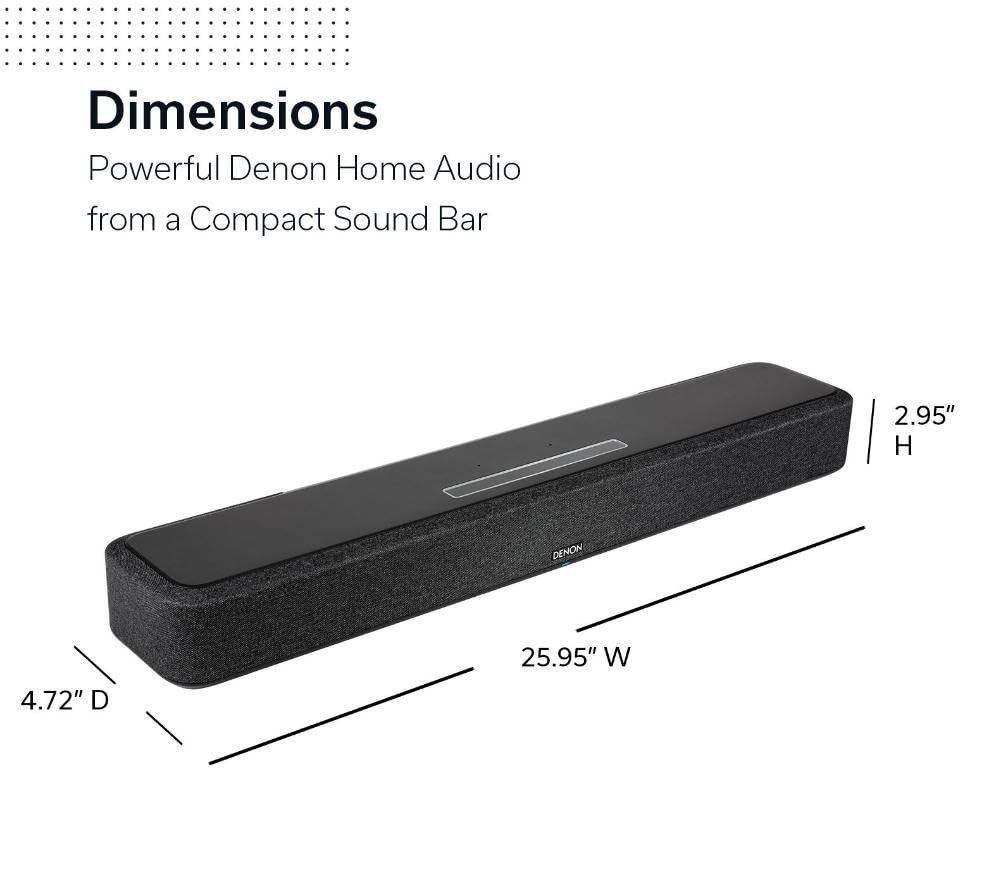 Denon Home 550 Wireless Smart Soundbar for TV with Dolby Atmos 3D Audio, Wi-Fi & Bluetooth, Built-in HEOS, Alexa, Siri & AirPlay 2, Spotify Connect, Pair Home Speakers & Subwoofer, Black