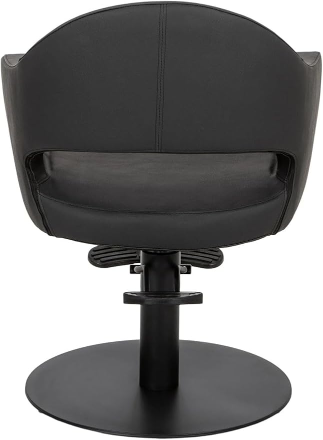 Buy-Rite Cleo Professional Salon Styling Chair & Barber Chair โ All Black Vinyl w/Black Stitching, Easy-Clean Crevice-Free Seat, Flat Round Base, Heavy-Duty Build โ YLG-376