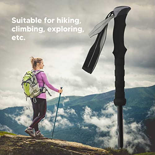 Topyond Lightweight Wear-Resistant 3-Section Carbon Fiber Hiking Pole with Ergonomic Design, Retractable Walking Stick