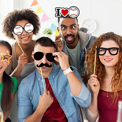 Baseball Photo Booth Props Kit Baseball Theme Party Birthday Party Supplies Trophy Tie Ball Camera Props Kit for Adults, 2...