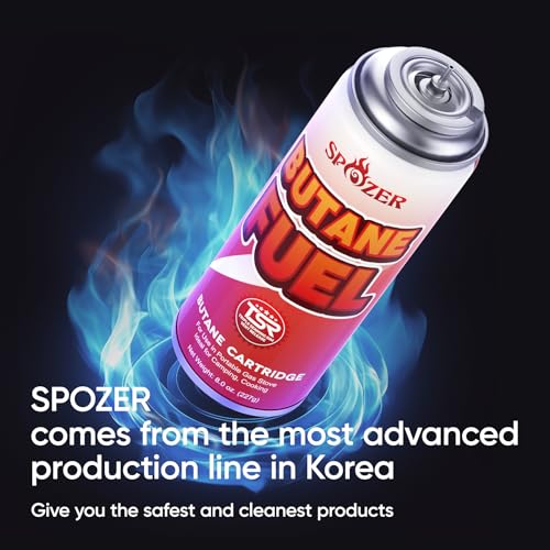 Spozer Butane Refill Canisters 227g (8oz) Premium Butane Fuel for Camping Stoves & Kitchen Torches – Portable Gas Canister...