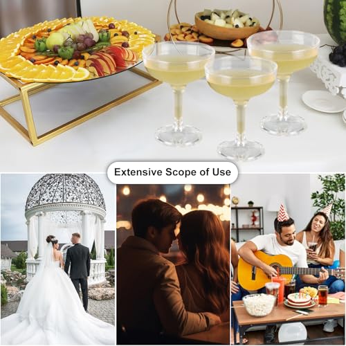 XIRUOXINKEMAO 50 PCS champagne tower glasses, 5 oz disposable martini and champagne glasses plastic, plastic coupe glasse...