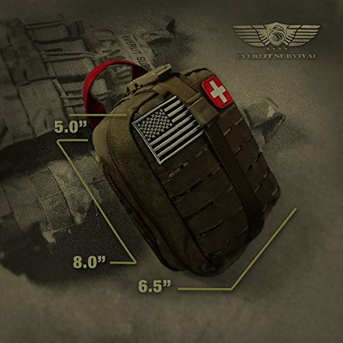 Everlit Survival Upgraded Survival First Aid Kit Emergency Gear Trauma Kit with 1000D Nylon Laser Cut Tactical EMT Pouch f...