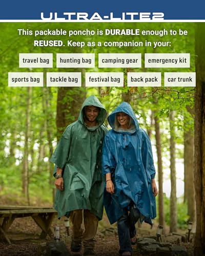FROGG TOGGS Ultra-lite2 Waterproof, Breathable Rain Poncho, Adult and Youth Sizes