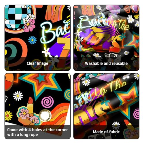 Lofaris 70s Banner - Back to The 70’s Party Decorations, Retro Disco Theme Photography Background for Birthday Party, Stud...