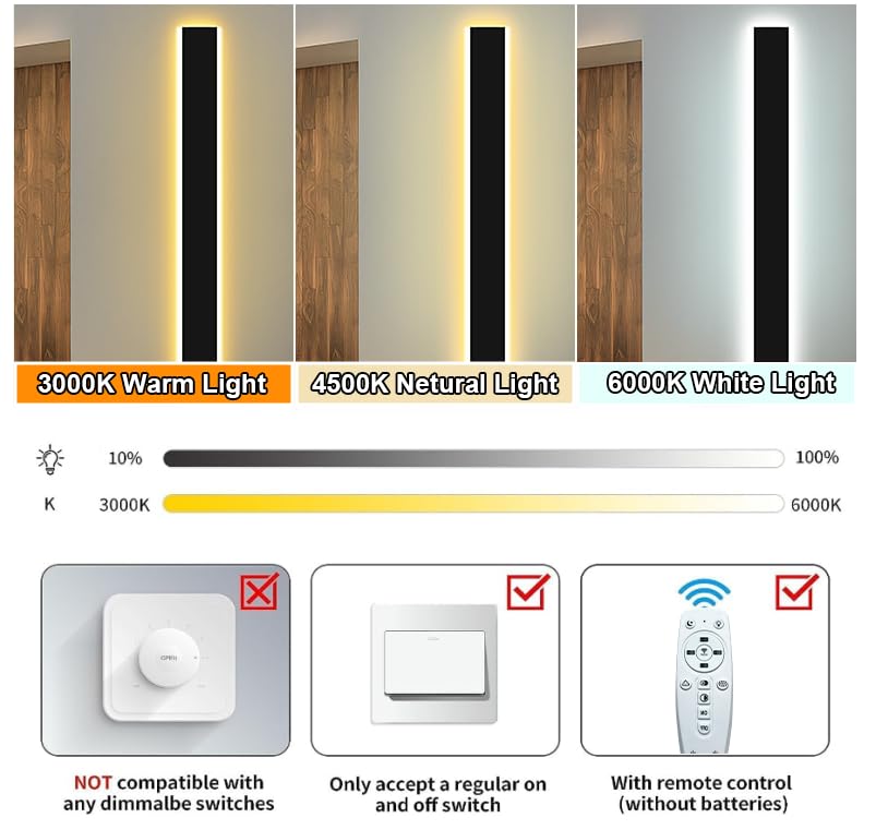 Modern Outdoor Wall Light Upgraded Widen 4.33 Inch,2PC 31in Exterior Lights,Dimmable Outside Porch Lights Fixture,Contemporary Long Garage LED Sconce Lighting for Entrance Front Door