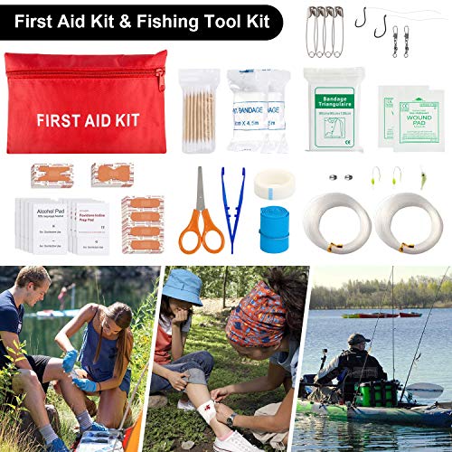 Emergency Survival Kit, 151 Pcs Survival Gear First Aid Kit, Outdoor Trauma Bag with Tactical Flashlight Knife Pliers Pen ...