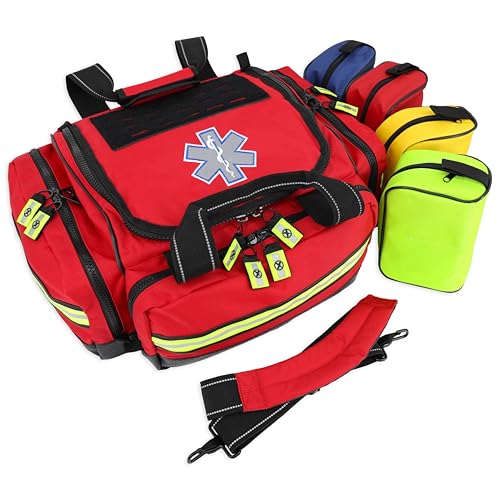 Lightning X Extra Large Medic First Responder EMT Trauma Bag Stocked w/Fill Kit C - RED