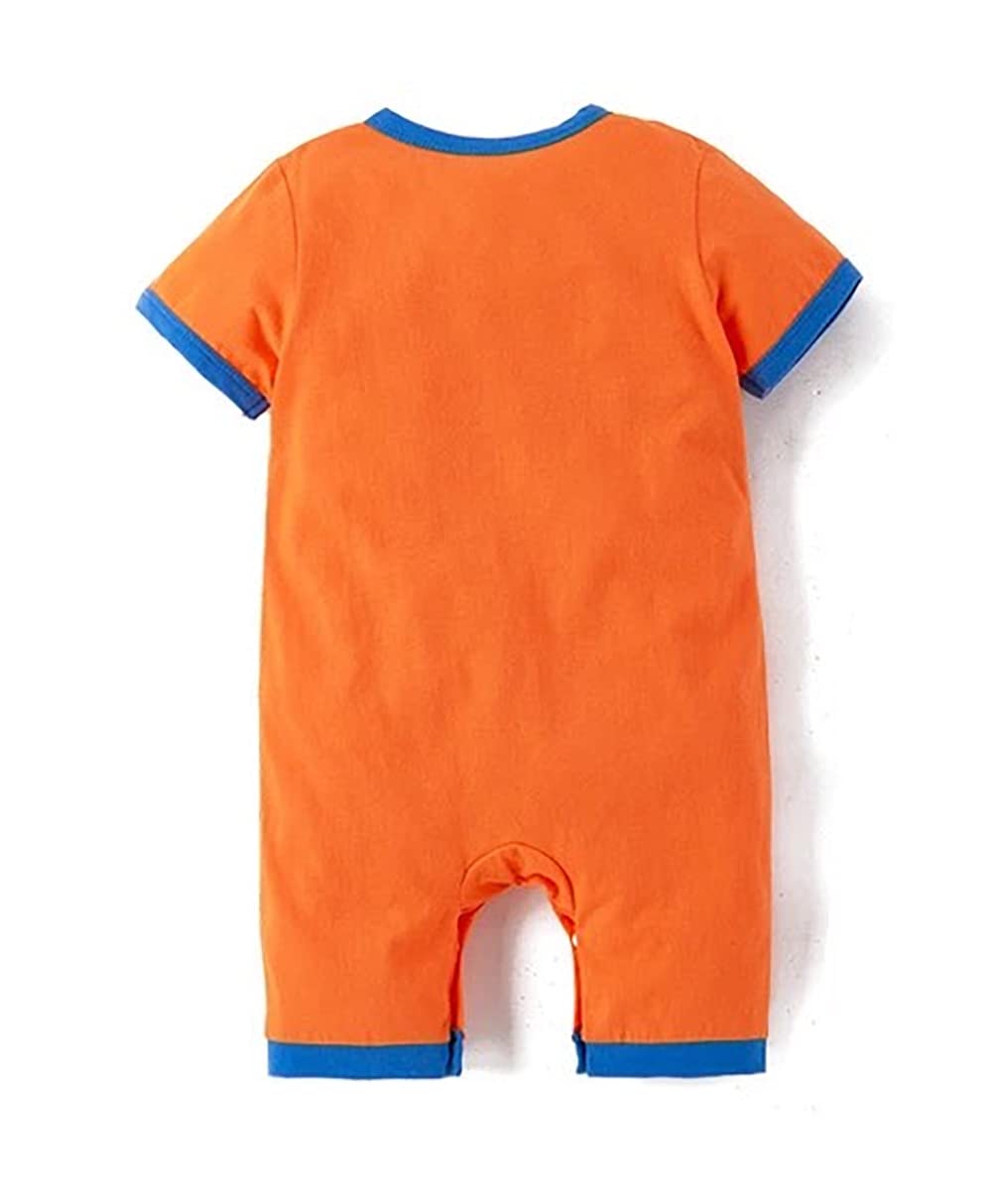 stylesilove Baby Toddler Boys Anime Cartoon Short Sleeve Cotton Romper Traditional Asian Inspired Onesie Cosplay Jumpsuit (Goku Orange, 18 Months)