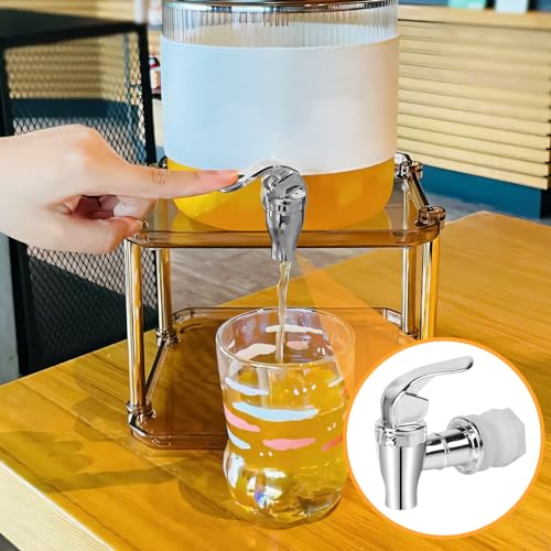 2 Pack Beverage Dispenser Spigot Replacement - Food Grade Stainless Steel Drink Dispenser Spout with Easy-Turn Handle, Uni...