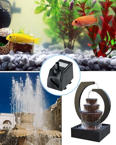 alizzy 210GPH Small Submersible Water Pump(800L/H, 16w), Ultra Quiet Water Fountain Pump with 4.9ft High Lift and 8.2ft po...