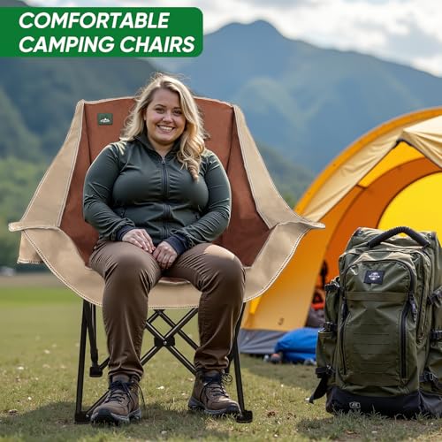 Northroad 2 Pack Oversized Camping Chair,Outdoor Padded Folding Lawn Chair w/Cup Holder,Carry Bag for Beach, Hiking, and P...