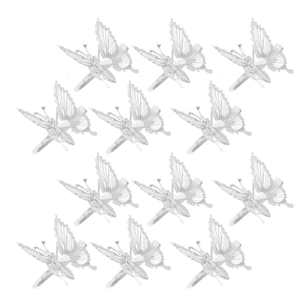 Lurrose Butterfly Hair Clip Butterfly Hair pin Metal Hollow Cute Barrettes Accessories for Girls and Women (12 Pcs, Silver)