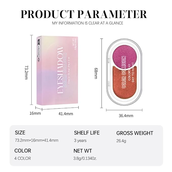 Dual-Color Pearl Eyeshadow Palette β High Pigment Shimmer Eyeshadow Duo, Copper & Roses Pink Shimmer Eye shadow , Silky Blendable Texture, Waterproof Long-Lasting Eye Makeup for Daily & Glam Looks 04#
