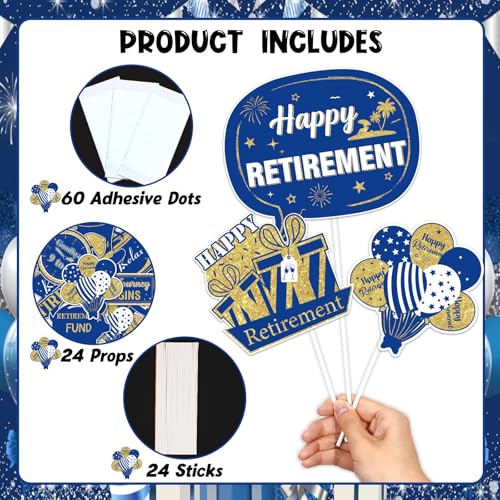 Cheereveal Retirement Photo Booth Props - Glitter Retirement Party Signs with Wooden Sticks, Going Away Office Work Job Ch...