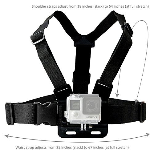 SSE Adjustable Chest Mount Harness for GoPro Hero 3/4/5/6/7/8/9/10/11/12/13/14 – One Size Fits Most – Chest Mount Designed...