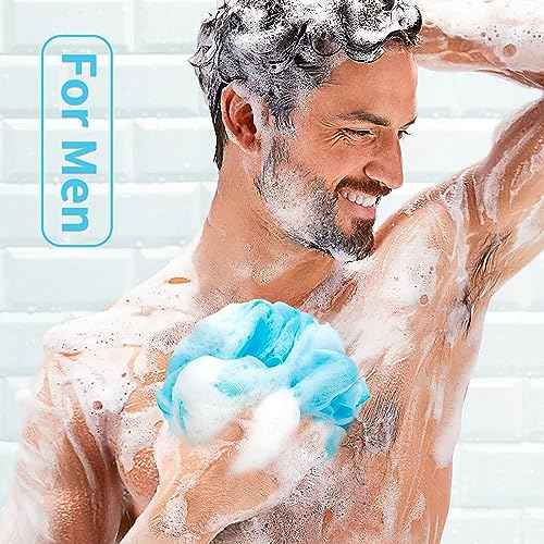Bath Loofah Shower Sponge Body Back Scrubber Soft Mesh Shower Puffs Exfoliating Loofa for Women & Men Bath Accessories Cleaning Tool (4Pack 60G Loofah Sponge, Forest Fairy)