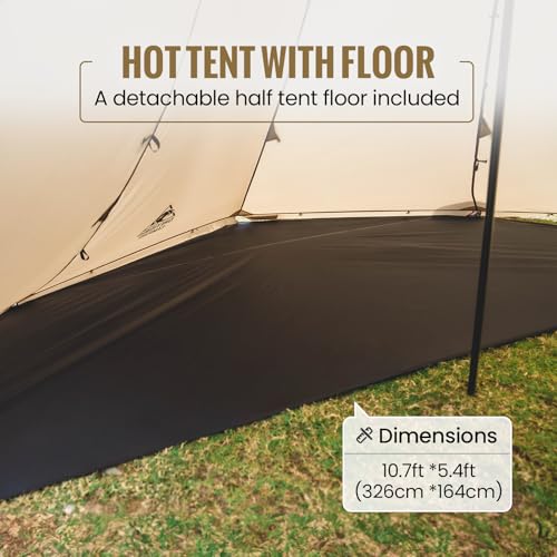 OneTigris Smokey HUT Hot Tent with Stove Jack, Ultralight 4 Season Tipi Tent with Snow Skirt & Detachable Floor for Campin...