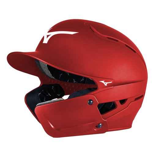 Bundle of Mizuno B6 Youth Baseball Batting Helmet, Red, Youth One Size + Mizuno Batters Face Protector, Red, Right Hand Batter