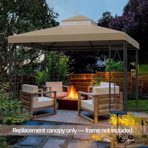 Morikoro 119''x119'' Canopy Replacement Top Double Tiered Gazebo Cover for Yard, Patio & Garden Durable Sunshade Replaceme...