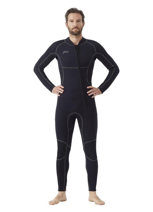 Hevto Men Wetsuits 3/2mm Neoprene Front Zip Full Wet Suit Keep Warm for Surfing Swimming SUP Snorkeling Diving (M2-Black, XL)